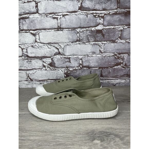 Potoma Green Canvas Fabric Slip On Casual Sneakers Shoes Women’s Sz 39EU/8.5M US - Picture 1 of 16